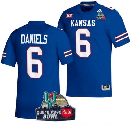 Jalon Daniels Jersey #9 Kansas Jayhawks 2023 Guaranteed Rate Bowl Champs Football Royal