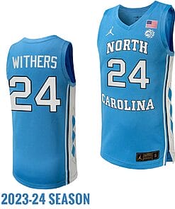 JaeLyn Withers Jersey #24 North Carolina Tar Heels Replica College Basketball 2023-24 Blue