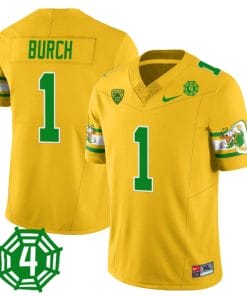 Jordan Burch Jersey #1 Oregon Ducks Honor Spencer Webb Patch Football Yellow