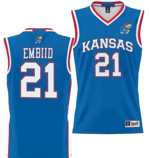 Joel Embiid Jersey #21 Kansas Jayhawks NIL College Basketball Lightweight Royal