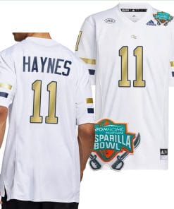 Jamal Haynes Jersey #11 Georgia Tech Yellow Jackets 2023 Gasparilla Bowl Patch Football White