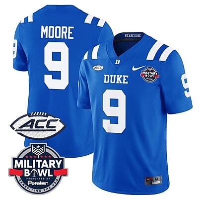 Jaquez Moore Jersey #9 Duke Blue Devils Football Limited Royal - Military Bowl