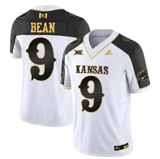 Jason Bean Jersey #9 Kansas Jayhawks Blackhawk Gold Vapor Football Inverted
