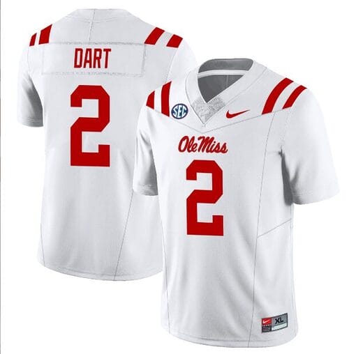 Jaxson Dart Jersey #2 Ole Miss Rebels Football All Stitched White
