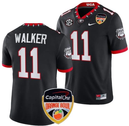 Jalon Walker Jersey #11 Georgia Bulldogs Orange Bowl Patch 2023 College Football Black
