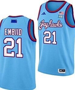 Joel Embiid Jersey #21 Kansas Jayhawks Basketball DRIP Alternate 2023-24 Baby Blue