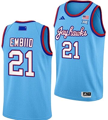 Joel Embiid Jersey #21 Kansas Jayhawks Basketball DRIP Alternate 2023-24 Baby Blue