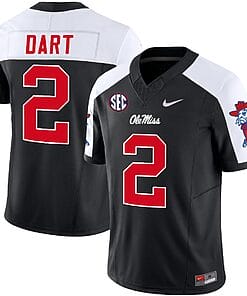 Jaxson Dart Jersey #2 Ole Miss Rebels Football Vapor Limited All Stitched Black Alternate
