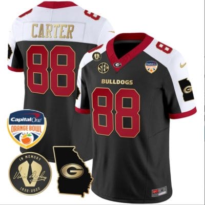 Jalen Carter Jersey #88 Georgia Bulldogs Vapor Limited Orange Bowl Patch Alternate