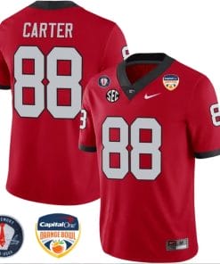 Jalen Carter Jersey #88 Georgia Bulldogs Orange Bowl Patch Football Stitched Red