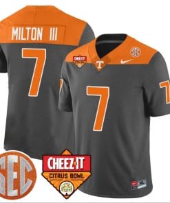 Joe Milton III Jersey #7 Tennessee Volunteers Football Cheez It Citrus Bowl Patch Gray