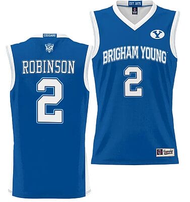 Jaxson Robinson Jersey #2 BYU Cougars NIL College Basketball Jersey Lightweight Royal