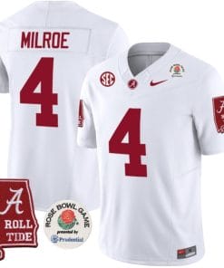 Jalen Milroe Jersey #4 Alabama Crimson Rose Bowl Patch Football White