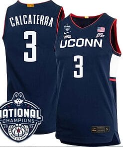 Joey Calcaterra Jersey #3 UConn Huskies 2023 National Champions College Basketball Navy