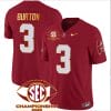 Jermaine Burton Jersey #3 Alabama Crimson SEC Championship 2023 Patch Vapor Gold Football Crimson