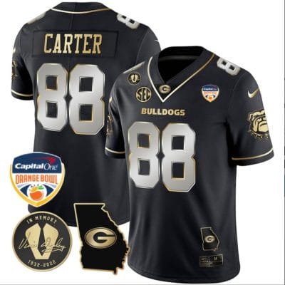 Jalen Carter Jersey #88 Georgia Bulldogs Vapor Limited Orange Bowl Patch Black Limited