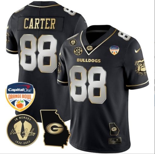 Jalen Carter Jersey #88 Georgia Bulldogs Vapor Limited Orange Bowl Patch Black Limited