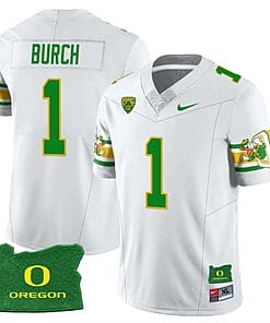 Jordan Burch Jersey #1 Oregon Ducks ‘Mighty Oregon’ Throwback Football Uniforms Oregon State Patch White