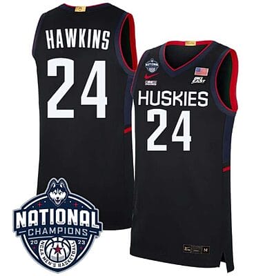 Jordan Hawkins Jersey #24 UConn Huskies 2023 National Champions College Basketball Black