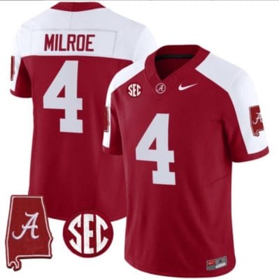 Jalen Milroe Jersey #4 Alabama Crimson Tide Vapor Stitched Football Alabama Map Crimson