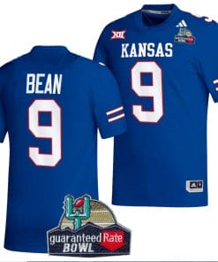Jason Bean Jersey #9 Kansas Jayhawks 2023 Guaranteed Rate Bowl Champs Football Royal
