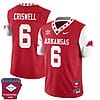 Jacolby Criswell Jersey #6 Arkansas Razorback Football Arkansas State Patch White Sleeves