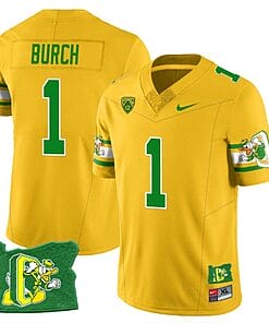 Jordan Burch Jersey #1 Oregon Ducks ‘Mighty Oregon’ Throwback Football Oregon State Yellow