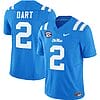 Jaxson Dart Jersey #2 Ole Miss Rebels Football Vapor Limited All Stitched Powder Blue