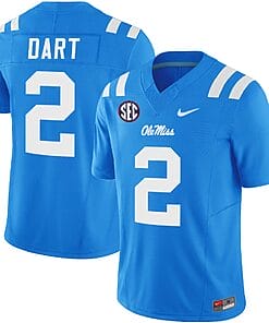 Jaxson Dart Jersey #2 Ole Miss Rebels Football Vapor Limited All Stitched Powder Blue
