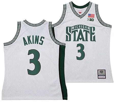 Jaden Akins Jersey #3 Michigan State Spartans 125th Basketball Anniversary 1999 Throwback White