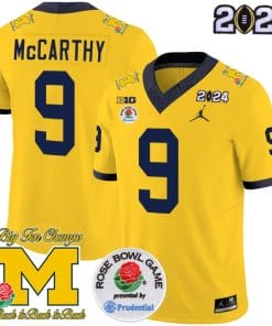 JJ McCarthy Jersey #9 Vapor Limited 2024 College Football Bowl and Rose Bowl Patch Maize