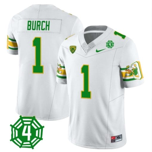 Jordan Burch Jersey #1 Oregon Ducks Honor Spencer Webb Patch Football White