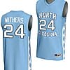 JaeLyn Withers Jersey #24 UNC Tar Heels Basketball Lightweight Blue