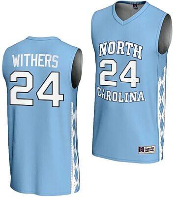 JaeLyn Withers Jersey #24 UNC Tar Heels Basketball Lightweight Blue