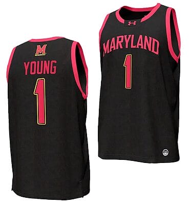 Jahmir Young Jersey #1 Maryland Terrapins College NIL Replica Basketball Black