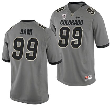 Jalen Sami Jersey #99 Colorado Buffaloes College Football Game Gray