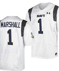 John Marshall Jersey #1 Navy Midshipmen Premier Replica College Football White
