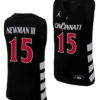 John Newman III Jersey #15 Cincinnati Bearcats College Basketball Replica 2023-24 Black