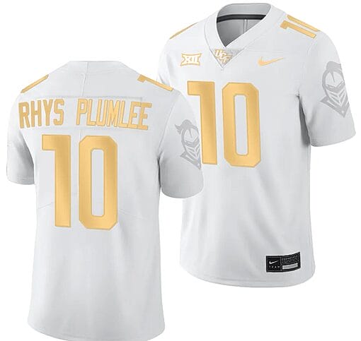 John Rhys Plumlee Jersey #10 UCF Knights Light Mode College Football White Golden