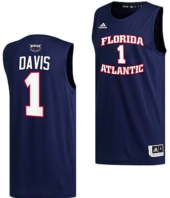 Johnell Davis Jersey #1 FAU Owls College Basketball Replica Navy