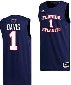 Johnell Davis Jersey #1 FAU Owls College Basketball Replica Navy