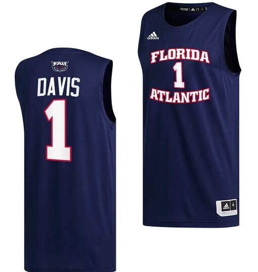 Johnell Davis Jersey #1 FAU Owls College Basketball Replica Navy