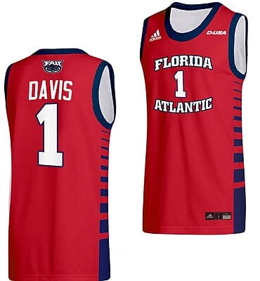 Johnell Davis Jersey #1 FAU Owls College Basketball Replica Red