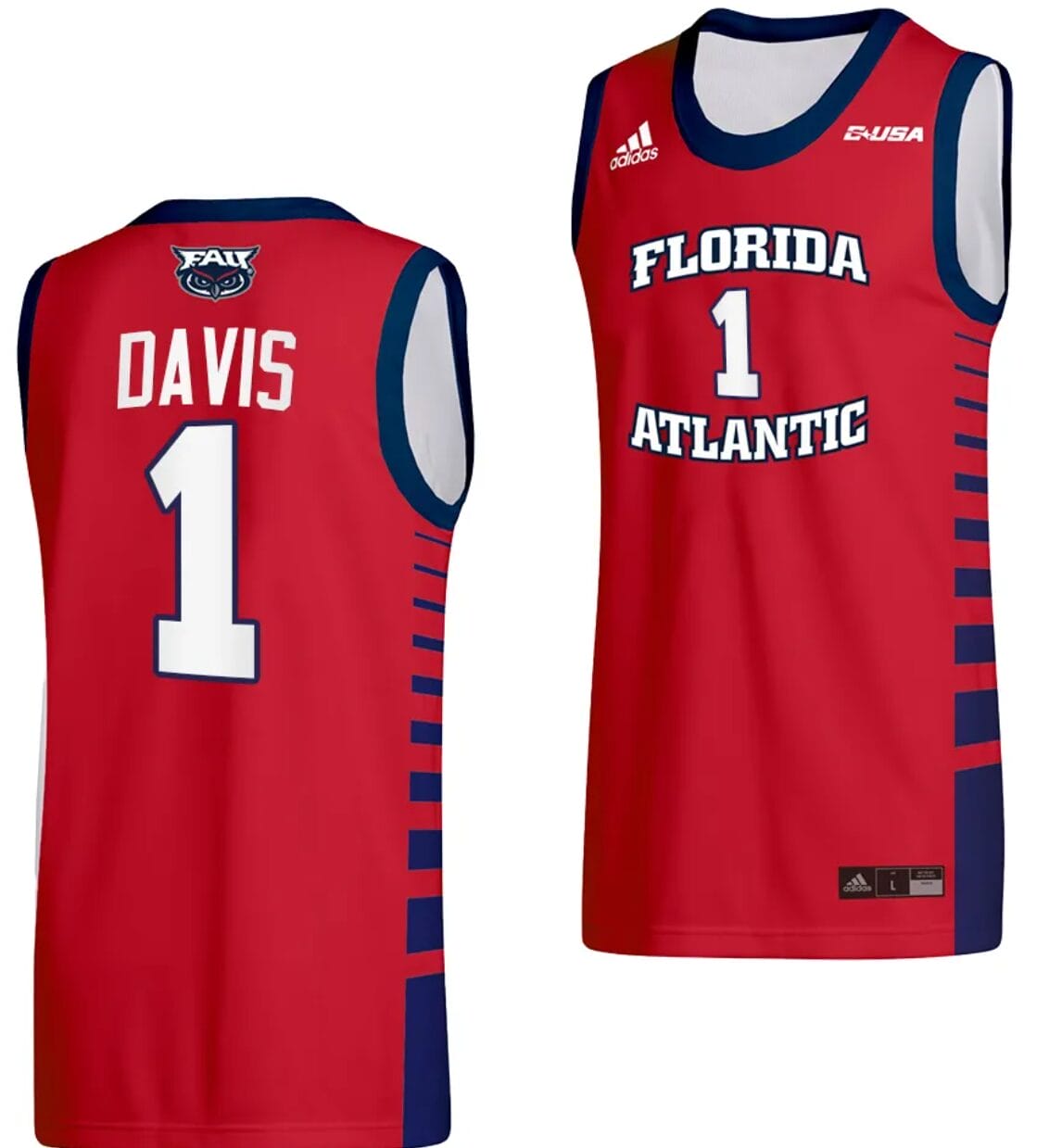 Johnell Davis Jersey #1 FAU Owls College Basketball Replica Red