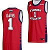 Johnell Davis Jersey #1 FAU Owls College Basketball Replica Red
