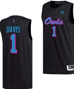 Johnell Davis Jersey #1 FAU Owls College Basketball Replica Uniform Black