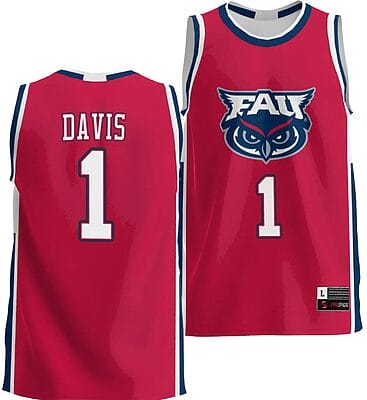 Johnell Davis Jersey #1 FAU Owls NIL College Basketball Lightweight Red