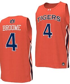 Johni Broome Jersey #4 Auburn Tigers College Basketball Replica Orange