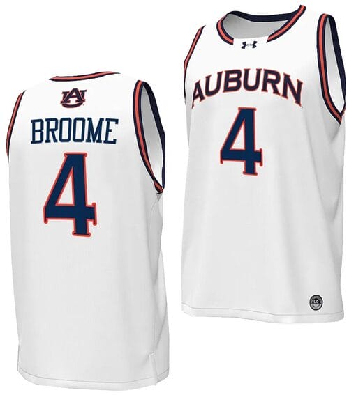 Johni Broome Jersey #4 Auburn Tigers Replica College Basketball 2023-24 White