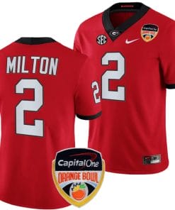 Kendall Milton Jersey #2 Georgia Bulldogs Orange Bowl Patch 2023 College Football Red